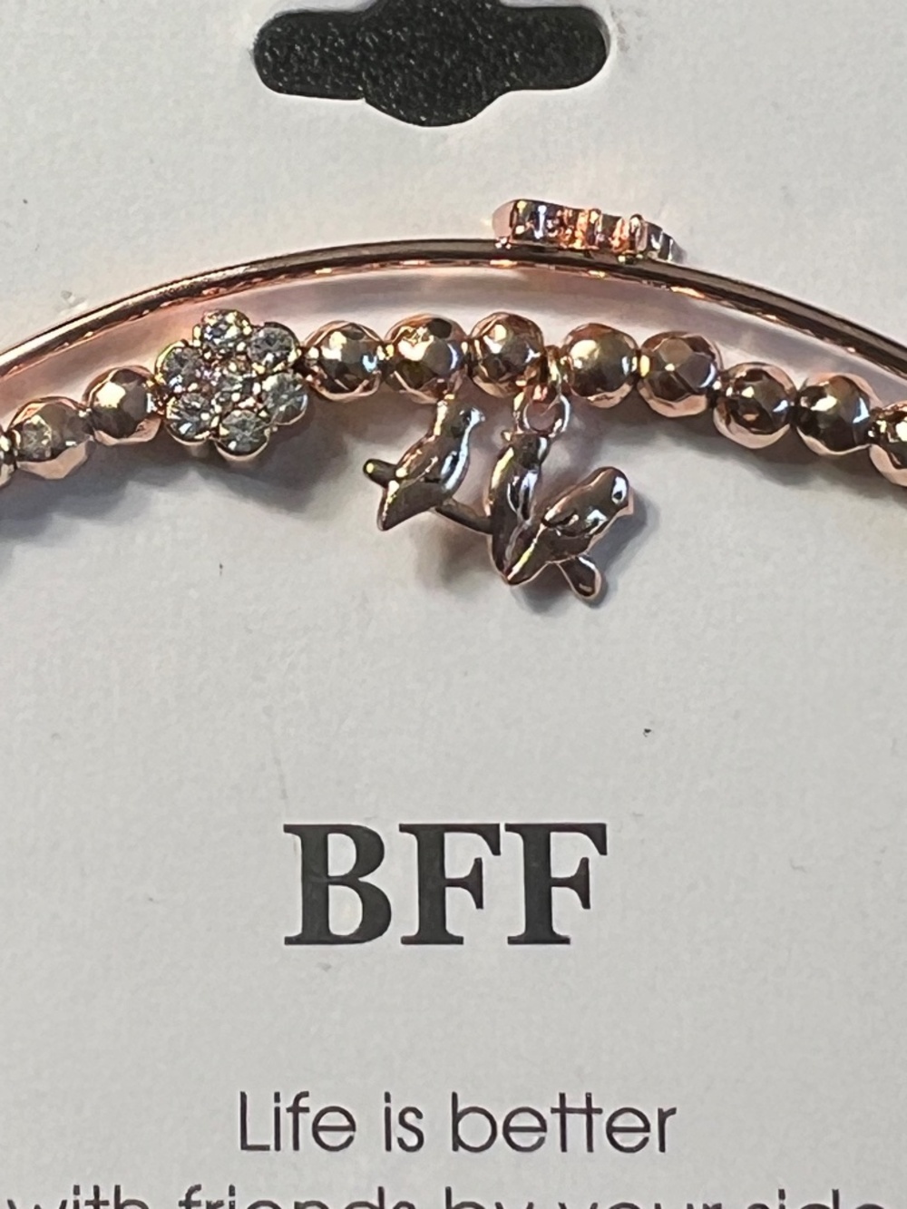 Unwritten Silver Plated Rose Gold Tone BFF Adjustable Bolo Bracelet NWT - Picture 3 of 6